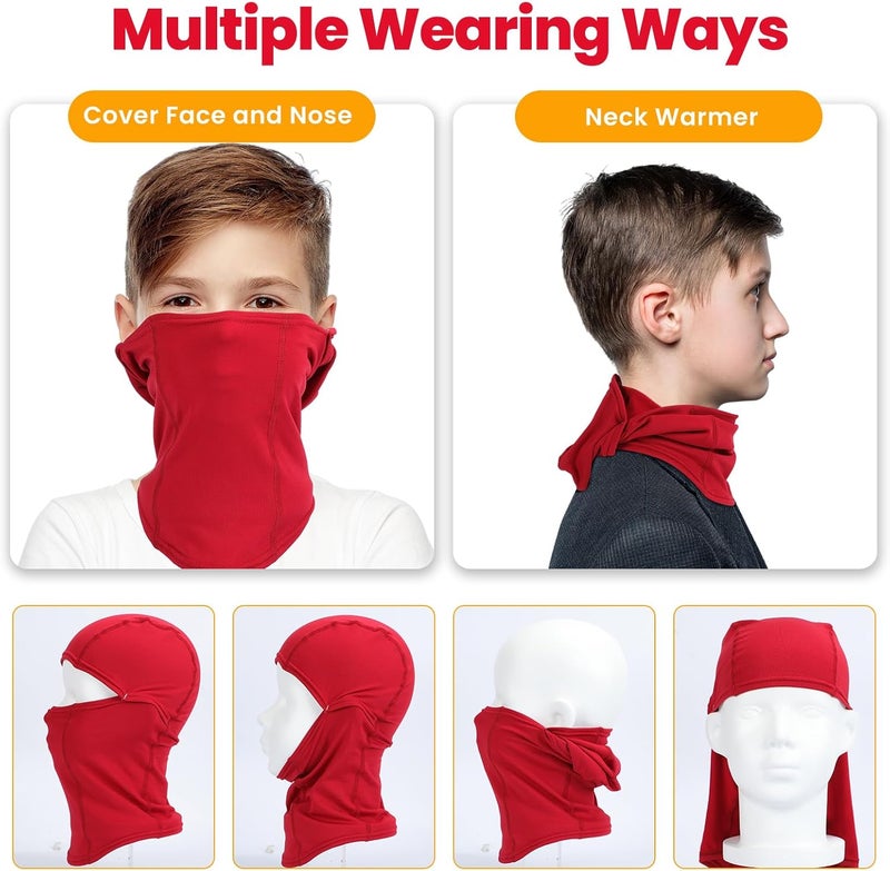 Beehow Store Kids Balaclava Ski Mask Scarf, Kids Fleece Gaiter Cold Weather Full Face Mask for Boys & Girls - Black - Image 5